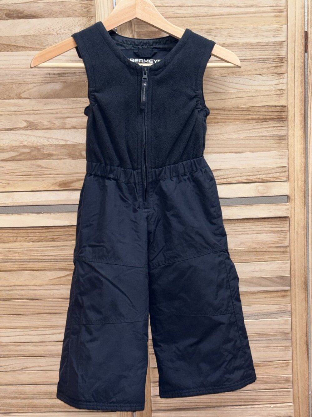 Obermeyer Kids 2 Black Fleece Top Snow Bib Overalls I-Grow Ski Pants